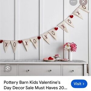 Pottery Barn Kids Festive XOXO Banner in Red and Cream